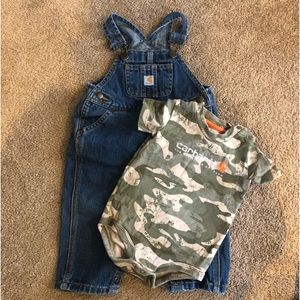 Baby boys Carhartt overalls and onesie- Size 6m